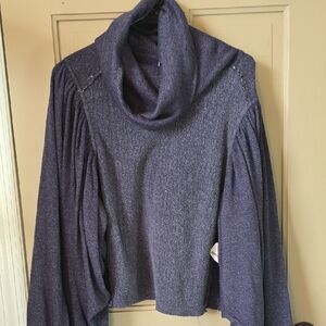 Cozy Purple Cowl Neck Sweater FREE PEOPLE